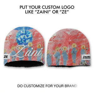Bonnet en acrylique extensible de qualité supérieure 280 GSM, broderie multicolore, logo personnalisé, unisexe, chapeau d'hiver - Product Image 1