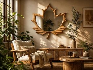 Modern Handmade Eco-Friendly Round Wooden Frame Wall <b>Mirror</b> for Living Room Bedroom - Product Image 3