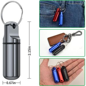 Small Portable Keychain Pill <b>Box</b> 4-Pack <b>Mini</b> Metal Case Aluminum Alloy Medicine Organizer for Easy Medication <b>Storage</b> - Product Image 2