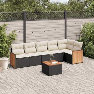 Conjunto de Sofás Modulares Grandes de Ratán PE Negro para Jardín, Muebles Modulares Elegantes para Exteriores - Product Image 1