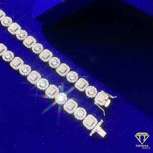 Chaîne en argent sterling 925 à maillons de coupes variées avec pierres de diamants de laboratoire, conçue pour les collections de bijoux de mode audacieux. - Product Image 4