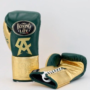 Gants de boxe professionnels en cuir de vachette de qualité supérieure, avec lacets, rembourrage épais à 4 couches, respirants et anti-humidité. - Product Image 1