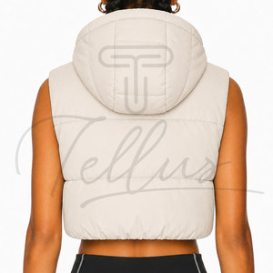 Chaleco Corto Acolchado de Alta Calidad para Mujer, Chaqueta Impermeable, Transpirable, Cortavientos, con Capucha, Ropa Exterior Informal - Product Image 2