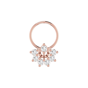 Bijoux de piercing fin en or 14 carats Épingle de nez en diamant naturel de 0,15 ct avec motif de fleur éternelle - Product Image 2