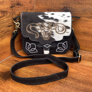 2024 usine personnalisé 100% peau de vache Laser gravure sac à bandoulière mode haute qualité élégant luxe daim cuir sacs à main - Product Image 2