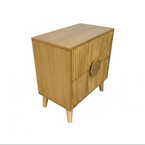 Table basse moderne et durable avec 2 tiroirs, en bois d'hévéa, MDF, placage de chêne, poignée en bois, mobilier de maison, garantie 1 an - Product Image 2