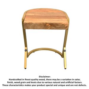 Tavolo da 17 pollici in legno di Mango naturale con struttura ad angolo in ferro dorato con bordo a goccia per mobili da soggiorno - Product Image 4