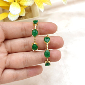 Trendy women <b>hoops</b> checker cut green onyx prong set <b>hoop</b> <b>earrings</b> <b>solid</b> brass 18k gold plated statement jewelry women <b>earring</b> - Product Image 3