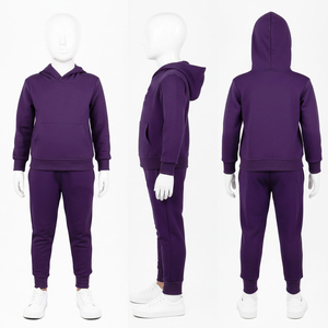 Ensembles de survêtements à capuche coupe-vent noirs pour garçons, grande taille, collection automne, personnalisables, 100 % coton, vêtements de loisirs - Product Image 1