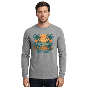 Camiseta de Manga Larga Estampada para Hombre, Diseño Personalizado, Cuello Redondo, Estampado Informal, 100% Algodón, Tejido de Punto, Ecológico, Corte Regular BD - Product Image 2