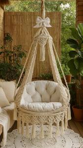Boho <b>Macrame</b> <b>Swing</b> <b>Chair</b>, Hanging Hammock <b>Chair</b>, Handmade Bohemian Decor for Balcony, Indoor - Product Image 3
