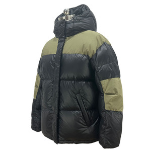 Black Green Patchwork Short Men's <b>Down</b> Jacket Duck <b>Down</b> Jacket Placket Resin Zipper Winter <b>Down</b> Jacket - Product Image 2
