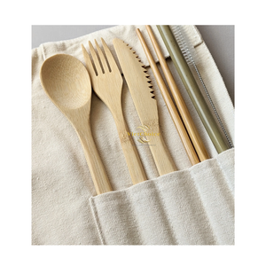 Premium Bamboo <b>Cutlery</b> <b>Set</b> Natural <b>Reusable</b> Utensil Kit for Outdoor and Bulk Wholesale Buyers - Product Image 6