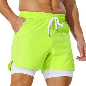 Shorts de sport durables 2-en-1 pour hommes, séchage rapide, respirants, anti-plis, couleurs vives personnalisables, petit prix - Product Image 2