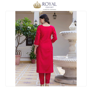 Collection Premium de Vêtements Indiens Style Traditionnel Classique Tenue Décontractée Viscose Chanderi avec Broderie Ensemble Kurti et Pantalon - Product Image 3