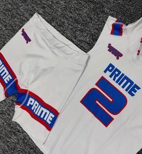 Ensemble de maillots de football américain pour hommes Prime, blanc, bleu, rouge, à capuche, sans manches, respirant, en polyester, numéros d'équipe 2, design personnalisé - Product Image 4
