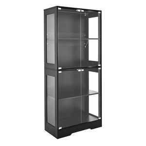 Vetrina Illuminata Alta 65 Pollici con 4 Ripiani, Porte in Vetro, Luci LED a 3 Colori, Espositore e Armadio per Stoviglie - Product Image 1