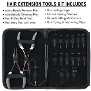 Kit de Herramientas Todo en Uno para Extensiones de Cabello Plateadas con Alicates para Remover Microperlas, Tijeras para Cortar Cabello, Lazo para Tirar y Pinzas de Sección - Product Image 2