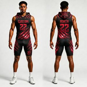 7v7 Football Compression Suit Purple Geometric Sublimation Sleeveless Hoody <b>Shorts</b> Quick Dry <b>Technical</b> Fabric Team Uniform - Product Image 4