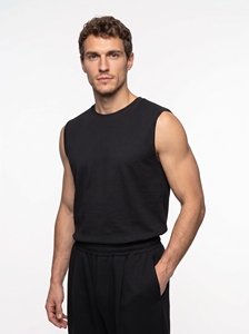 <b>Men's</b> Black Sleeveless <b>Tank</b> <b>Top</b> O-Neck Solid Color Knitted Casual Wear - Product Image 5