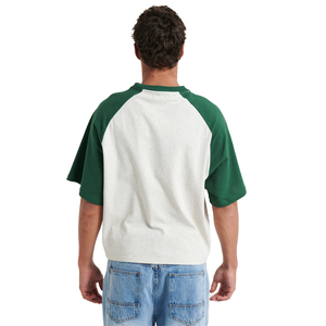 เสื้อยืดแขนยาวทรงโอเวอร์ไซส์ สีขาวเขียวตัดกัน ผ้าเจอร์ซีย์คอตตอนลำลอง คอกลม ดีไซน์บล็อกสีพื้น - Product Image 2