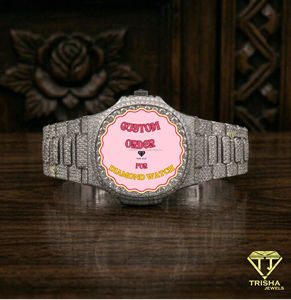 Reloj de pulsera de lujo para hombre, completamente cubierto de diamantes, personalizado con diamantes de moissanita VVS, estilo hip hop, de Trisha Jewels - Product Image 2