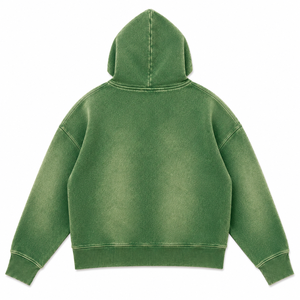 Sweat-shirt à capuche zippé surdimensionné pour homme, style vintage, en molleton épais délavé à l'acide, streetwear - Product Image 2