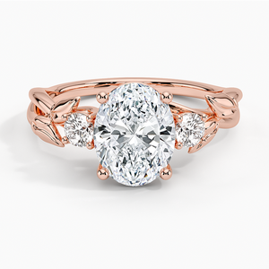 Anillo de compromiso Budding Willow con tres piedras de moissanita, plata 925 con baño de oro de 14K, corte ovalado, engaste de garras, certificado GRA - Product Image 3