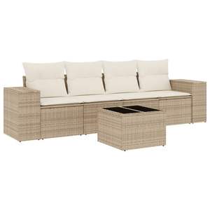 Set Divano da Giardino in Rattan PE Beige con Acciaio Verniciato a Polvere e Vetro Temperato - Product Image 2