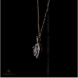 Collar con Colgante de Diamante Cultivado en Laboratorio con Forma de Corazón y Cadena de Eslabones en Oro Amarillo de 18K para Compromiso Femenino - Product Image 2