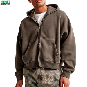 เสื้อสเวตเชิ้ตมีฮู้ดซิปผู้ชายทรงโอเวอร์ไซส์ สีพื้น ผ้าฟลีซ สวมใส่สบายๆ สำหรับฤดูใบไม้ร่วง จาก Naimat Abbas Industries - Product Image 4