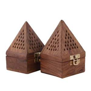 Quemador de incienso de madera con cuenco de metal para quemar incienso de Oud y decoración de fragancia para el hogar. - Product Image 3