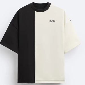 เสื้อยืดผู้ชายคุณภาพสูง ผ้าฝ้าย 100% แบบสั่งทำพิเศษ ไซส์ใหญ่พิเศษ สองสีเข้าชุด ทรงหลวม ออกแบบสำหรับออกกำลังกาย แขนครึ่งตัว - Product Image 3