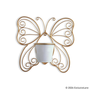 Soporte de Pared para Macetas con Diseño de Mariposa Metálica Dorada y Alas Decorativas |   Maceta Decorativa para Jardín Interior - Product Image 4