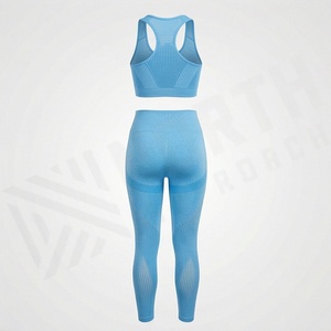 Conjunto de yoga sin costuras para mujer, dos piezas, sujetador deportivo con leggings para gimnasio, correr, actividades atléticas, entrenamiento, fitness, ropa deportiva. - Product Image 2