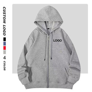 <b>Men's</b> Custom Logo <b>Zip</b>-<b>Up</b> Hoodie 100% Cotton FRENCH TERRY Breathable Casual Hooded Sweatshirt ODM OEM Design - Product Image 2