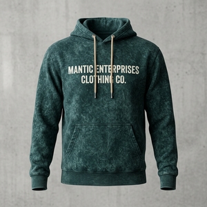 เสื้อฮู้ดผู้ชาย Mantic Enterprises Clothing Co. สีเขียววอช ผ้าฝ้ายเฟรนช์เทอร์รี่ สไตล์ลำลอง ทรงปกติ มีกระเป๋า - Product Image 1