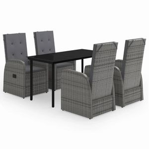 Set da Pranzo da Giardino in Rattan Grigio per 4 Persone, Resistente alle Intemperie, Arredamento da Esterno in Stile Contemporaneo - Product Image 5