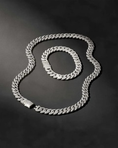 Cadena de eslabones cubanos de diamante de mossanita de forma redonda con cadenas cubanas de Hip Hop de plata para hombres cadenas de marca de la India - Product Image 1