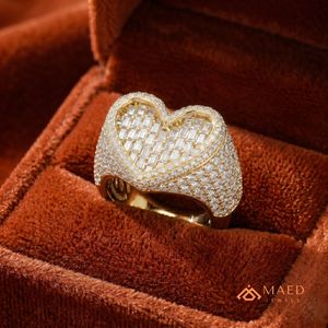 Anillo de Corazón de Moissanita Dorada para Mujer, Chapado en Oro de 14K, Diseño de Lujo con Incrustaciones de Diamantes, Regalo de Joyería Fina para Aniversario - Product Image 5