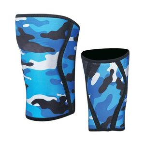 Blue Camo <b>Knee</b> Sleeve Neoprene 7mm Squat Powerlifting <b>Compression</b> Patellar Joint Support Gym Weightlifting <b>Knee</b> Sleeve Pair - Product Image 2