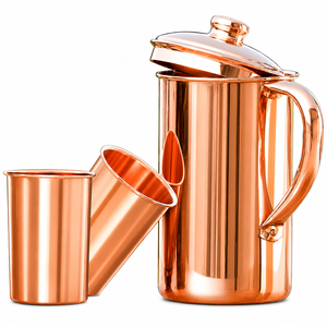 Handmade Hammered Pure Copper Water Jug Brass Handle | Classic Design 6-12 Hours Thermal Insulation Eco-Friendly | <b>Camping</b> Use | - Product Image 2
