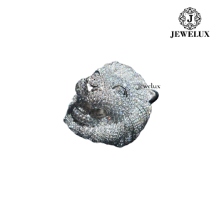 Jewelux Women's Panther Head Cocktail <b>Ring</b> 925 Silver <b>Crystal</b> Pave Setting Luxury Design Luxury Engagement <b>Ring</b> 925 Silver Pave - Product Image 3