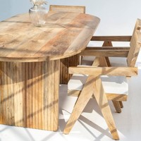 Table à manger ovale Vandana Aureo Optima avec pieds à lattes et design moderne et contemporain