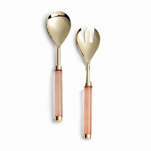 Multi Color Resin Handle Modern Stylish Eco-Friendly Dishwasher Safe Dinner Serving Spoon Fork Wedding Gift Silver Salad - Product Image 3