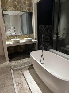 Bañera de Diseño Moderno con Superficie Sólida, Bañera de Piedra Artificial Color Gris Cemento para Apartamento, Hotel, Precio de Fábrica 2026 - Product Image 3