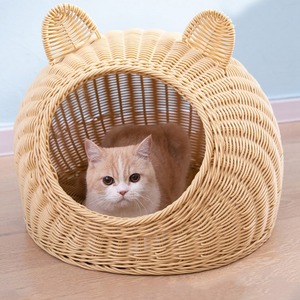 Conception de cylindre créatif maisons de lit pour animaux de compagnie en rotin de haute qualité et meubles pour chat panier de nid tissé pour chats - Product Image 2
