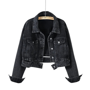 Custom Women Slim Fit <b>Denim</b> <b>Jacket</b> <b>Long</b> Sleeve Casual Fashionable Eco-Friendly Spandex/Cotton Outerwear Washed Button Autumn - Product Image 1