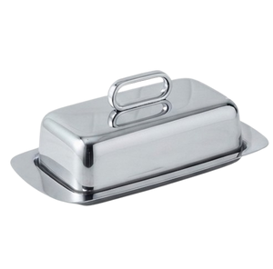 Beurrier en acier inoxydable avec couvercle, forme rectangulaire, design minimaliste, préservation de la fraîcheur, vaisselle de cuisine - Product Image 4