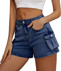 Shorts en jean déchirés pour femme, style rétro, élastiques, respirants, lavés, grande taille, coupe ajustée, streetwear, vente en gros, été, personnalisables - Product Image 5